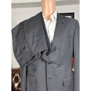 Tom Ford Gray Herringbone Striped 2Pc Suit 52 42R 34x29 Trousers Wool Notch Lap